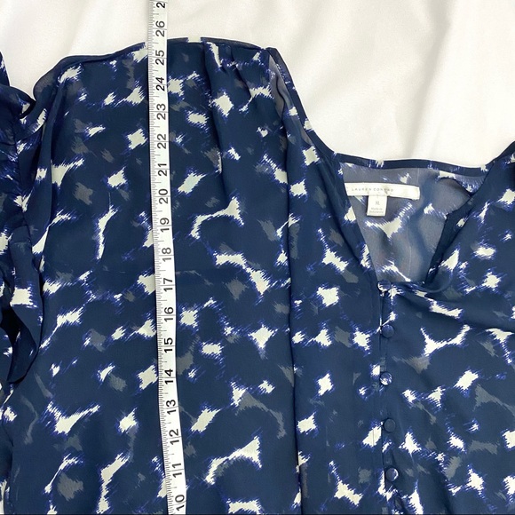 LC Lauren Conrad V Neck Blouse Blue Extra Large - Picture 13 of 14